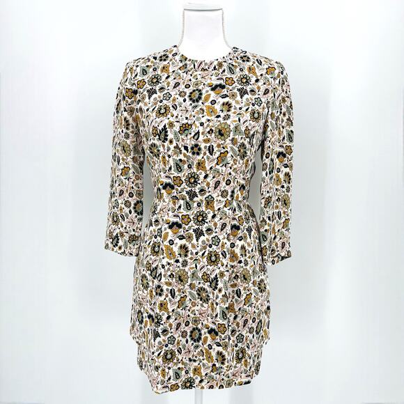 A.L.C. Womens Dress Size 4 Tordi Floral Paisley Silk 3/4 Sleeve Tiered Mini - Picture 1 of 9